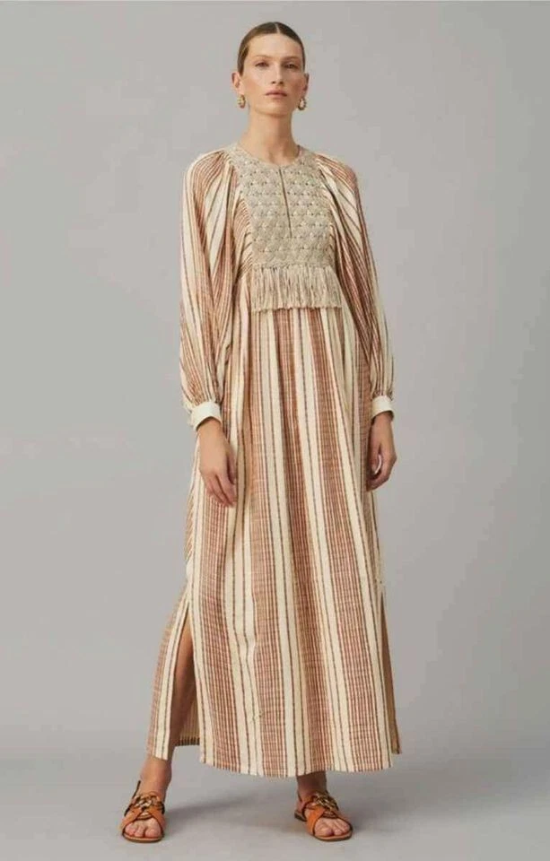 tory burch boho embroidered dress Tory Burch Embroidered Boho Midi Dress, Size XS