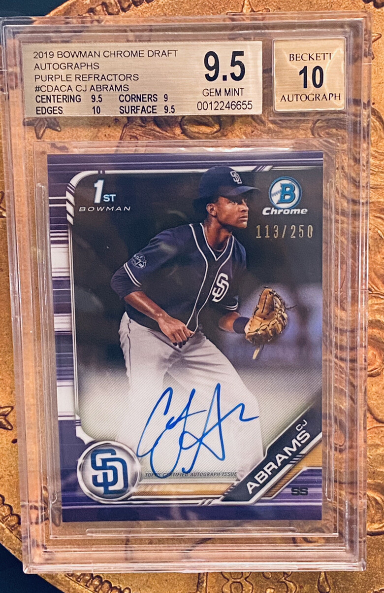 2019 Bowman Chrome CJ ABRAMS sp /250 Auto Purple Refractor BGS 9.5/10 Gem Mint