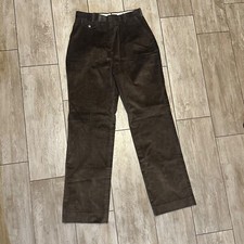 NWT Vintage Womens 14 Lands End Corduroy Pants Brown 29x32 Front Button Pocket
