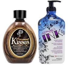Ed Hardy COCONUT KISSES Tanning lotion + INK Moisturizer - Full Sz Duo Gift Set