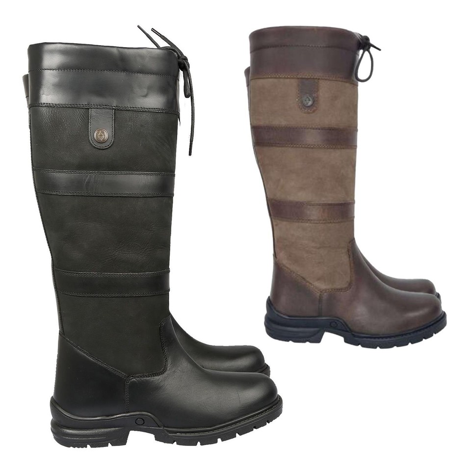 Botas de montar largas unisex hasta la rodilla impermeables al aire libre cuero zapatos de campo