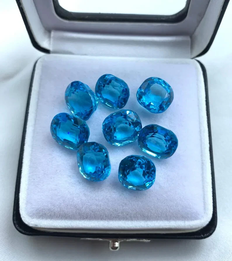 Swiss Blue Quartz Faceted Cut Gemstone, Cushion Swiss Blue Quartz, Loose Quartz - Image 4 of 4