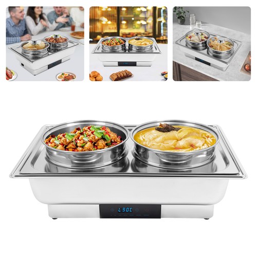 Scaldavivande 2x4L Elettrico Buffet Temperatura Regolabile Vassoio Piastra