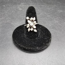 10k White Gold Waterfall Diamond Cluster Ring Size 7