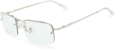 The Fresh Minimalist Small Rectangular Silver, Blue Light Blocking Lens 