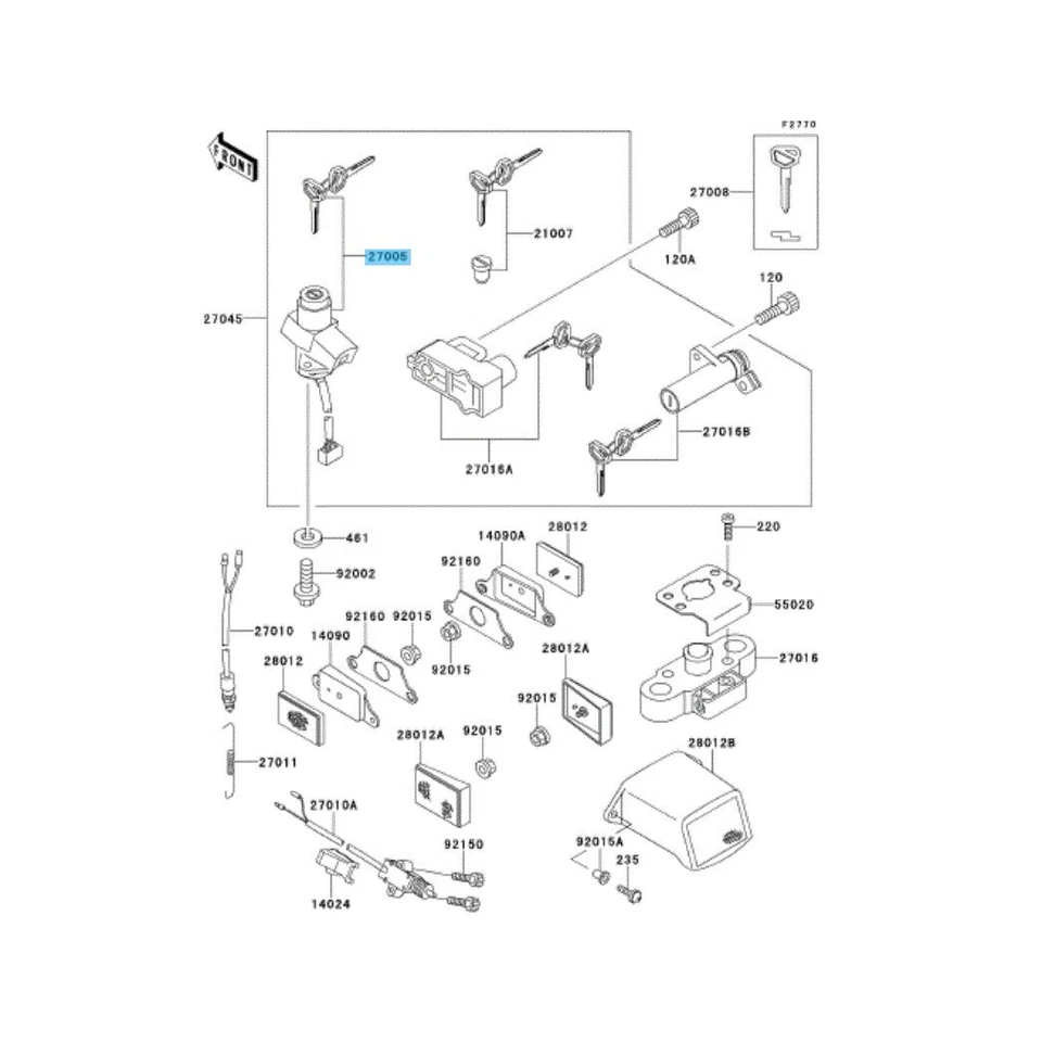 Conjunto de interruptor de encendido genuino KAWASAKI GPZ1100 ZX1100 1995-1997 27005-5101 OEM Foto 4 de 4