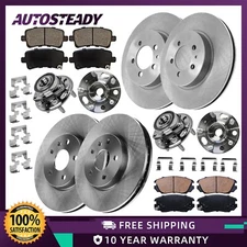 Front Rear Wheel Hub Bearing Brake Rotor Pad Kit for 2010 - 2014 Buick LaCrosse