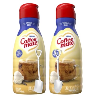 CoffeeMate Vanilla Bean Liquid Coffee Creamer 32 oz 2 pack w/ Shovel Spoons