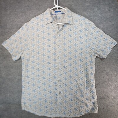 Nicoby Shirt Mens XXL 2XL Brown Blue Short Sleeve  Button