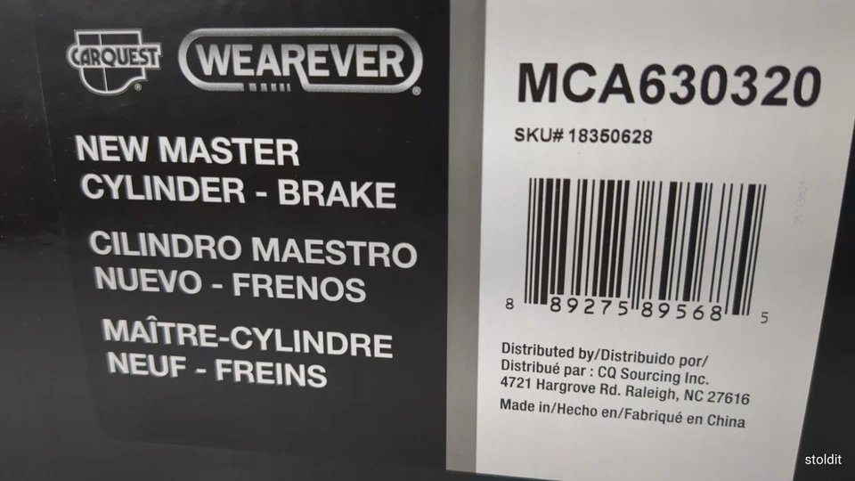 Cilindro maestro de freno MCA630320 ~ CARQUEST se adapta a Select 03-05 Buick/Chevy/Pontiac Foto 2 de 4