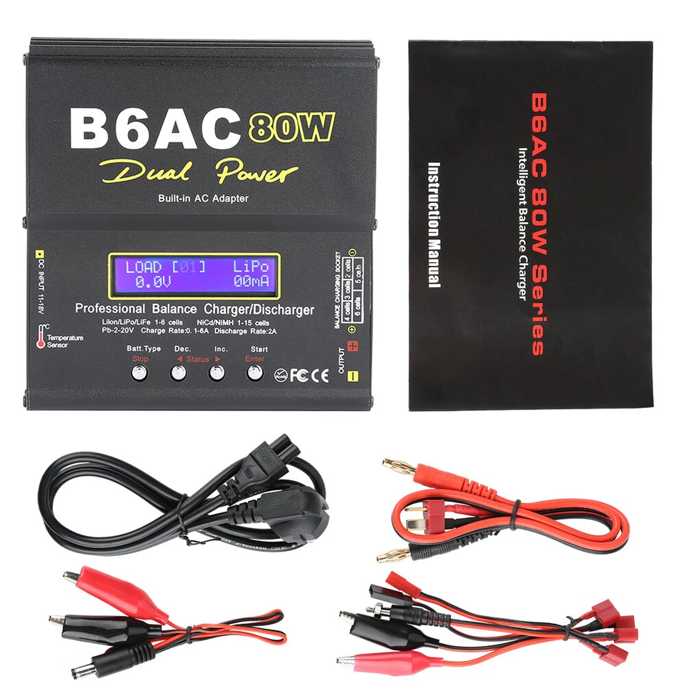 B6AC 80W Digital LCD Balancer Ladegerät Für Li-ion Li-Po NiCd Ni-MH RC Batterie✉ - Bild 2 von 4