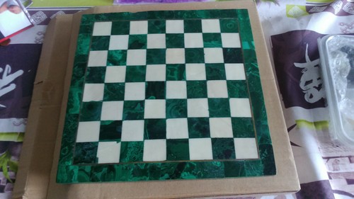 ECHECS PLATEAU MALACHITE 19X19 CASE 2X2 POIDS 0,850 kg OCCASION
