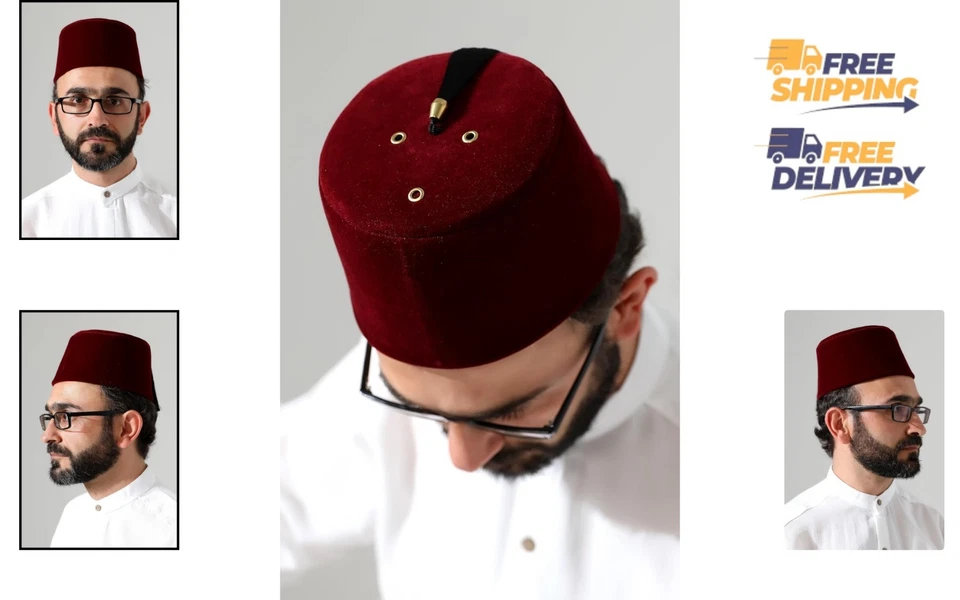 Requintado Chapéu Fez Turco com Capas - Um Acessório de Veludo para Eventos Culturais - Imagem 2 de 4