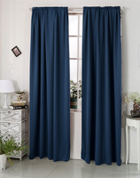2X Gardine Thermovorhang Blickdicht Mit KräUselband 135X245 Cm Dunkelblau