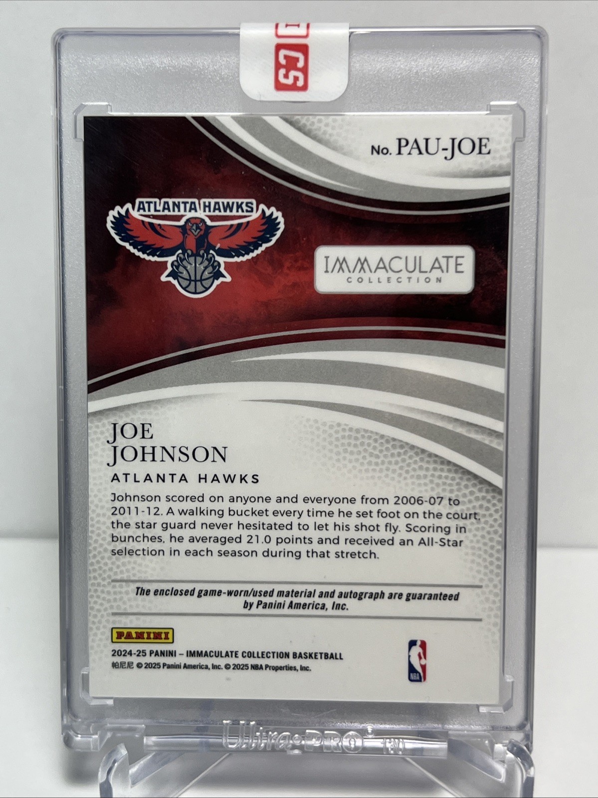 2024-25 Immaculate JOE JOHNSON 2/8 Game Worn Patch Auto ENCASED Jersey Number view 5
