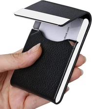 JuneLsy Business Card Holder - Professional Case Metal L-Black 