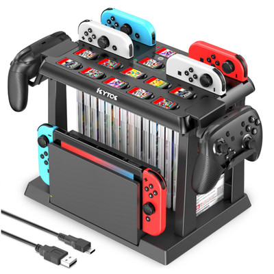 Kytok Switch Aufbewahrung mit 28 Spielkarten 2 Pro-Controllern TV-Dock