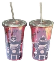 Sons of Anarchy Red Drinking Glass JUST FUNKY Jax Teller Lot Of 2