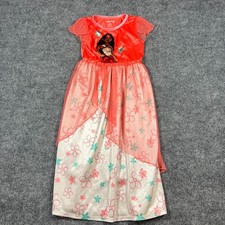 Disney Princess Moana 2 Nightgown Dress Girl 8 Coral Beige Floral Print Festival