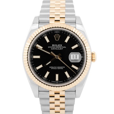 Rolex DateJust 41 BLACK Two-Tone Steel Yellow Gold 41mm Jubilee 126333 Watch