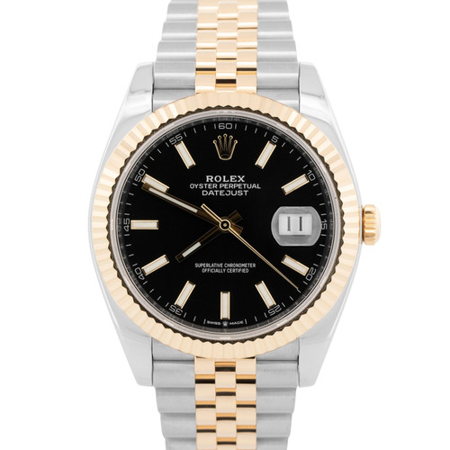 Rolex DateJust 41 BLACK Two-Tone Steel Yellow Gold 41mm Jubile...