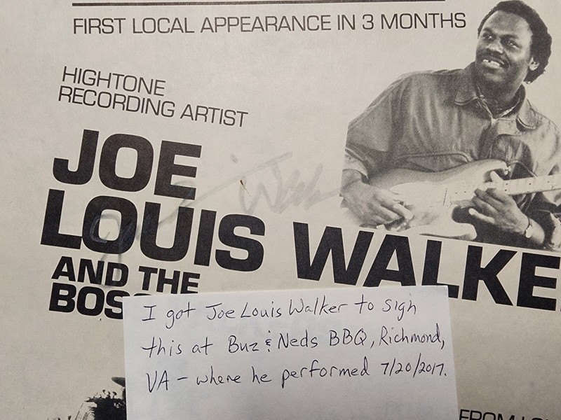 SIGNED Blues Concert Poster: Joe Louis Walker & Bosstalkers 6/4/1988  8 1/2 x 14