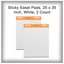 Amazon Basics Sticky Easel Pads 25x30 in – White Flip Chart Paper, 2 Pack