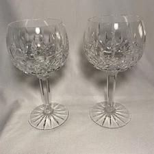 2 Tyrone Crystal Rosses Pattern Balloon Wine Glasses 7-5/8"H - Beautiful