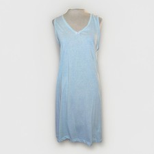 Vintage Carole Hockman Sleeveless V Neck Nightgown Size Small Aqua Green White
