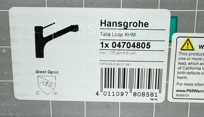Hansgrohe  04704805 Talis Loop Pull-Out Spray Kitchen Faucet, Stainless*NEW*