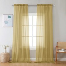 Sheer Curtains 96 inches Long 2 Panels, Light 42"W x 96"L Pack of 2 Gold