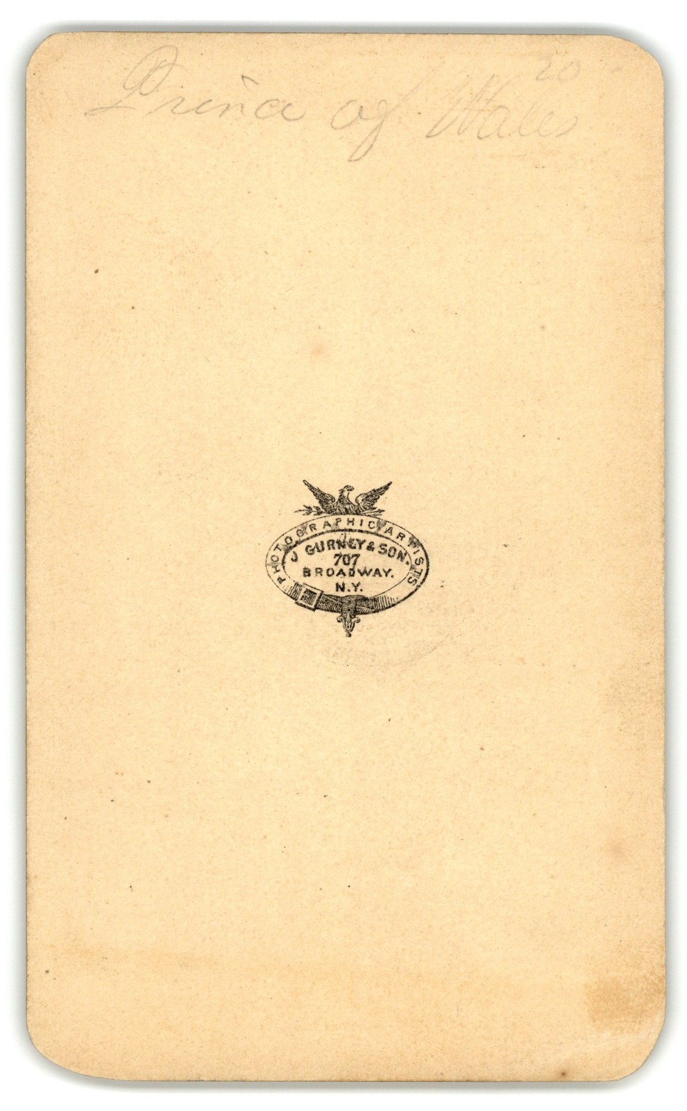 Antique CDV Circa 1860s J. Gurney & Son Handsome Young Man Prince Of Wales NY — additional view