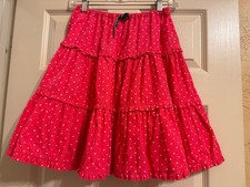 Mini Boden Skirt Pink Polka Dot Wale Cord Drawstring EUC Size 13/14
