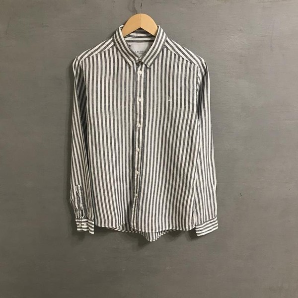Men LES DEUX Shirt White Linen 36 / S / 44