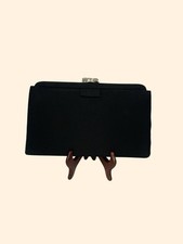 1950s Garay Black Faille Evening Clutch with Rhinestone Clasp Vintage Purse