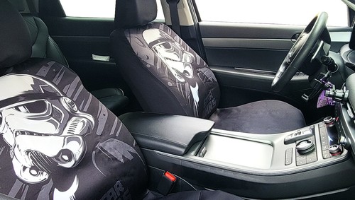 New Design Star Wars Stormtrooper Black Cloth Car Seat Covers Set For Audi - Picture 3 of 9