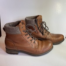 Taos Cutie Leather Ankle Boots Women's Size EU 41 US 10-10.5 Brown Zip Lace Up