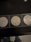 3 Uncirculated Peace dollars coins 1922,1923,1924