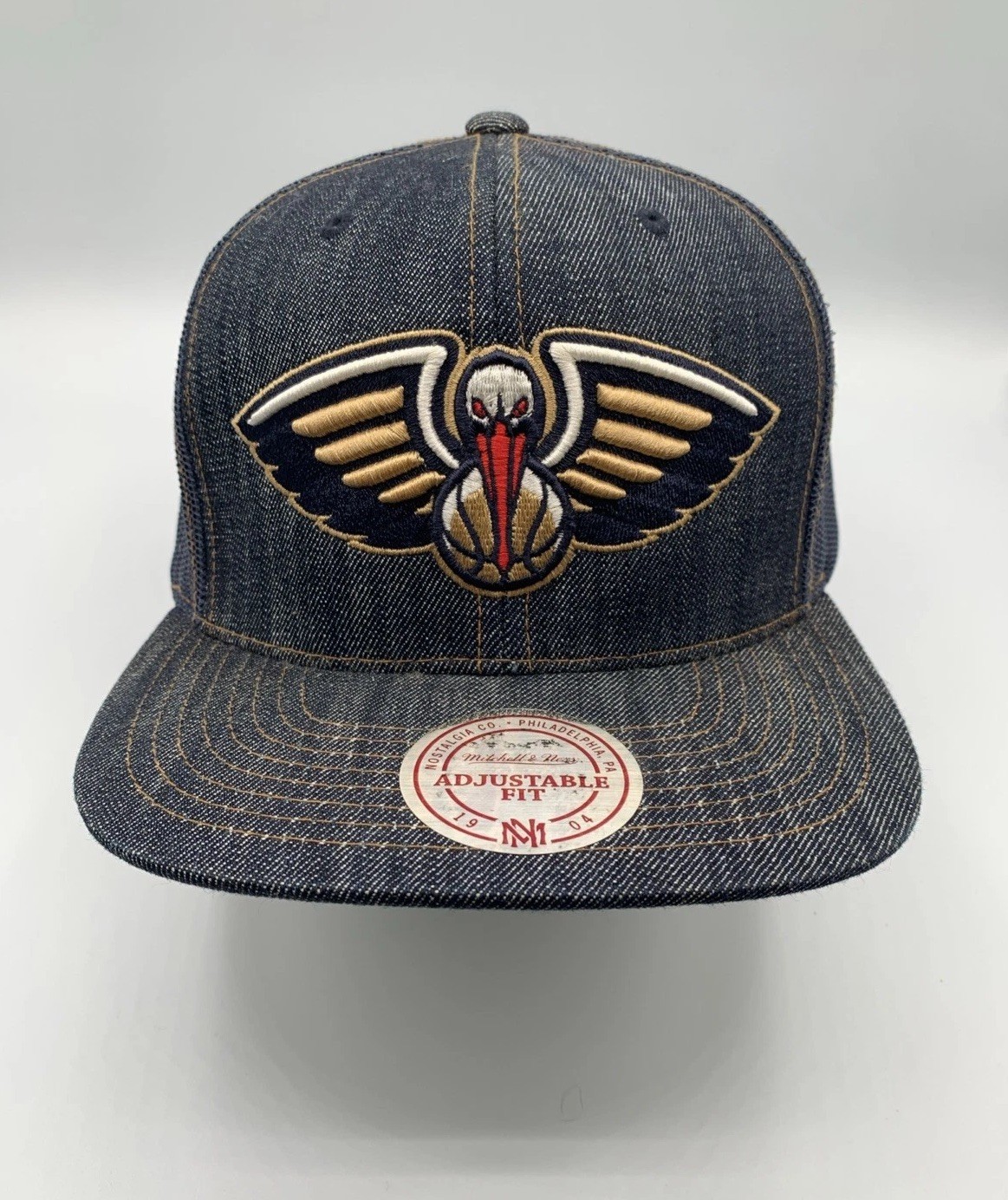 New Orleans Pelicans Mitchell & Ness Trucker Hat Denim Mesh Adjustable NBA Cap