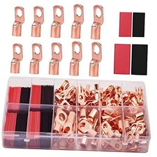 Pcs Copper Wire Lugs AWG 6 8 10 12 with Heat Shrink Set, 50Pcs 8 Kind Sizes 100