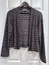 CHALET et ceci Cárdigan Corto Frente Abierto Chaqueta Manga Larga L Marrón Negro
