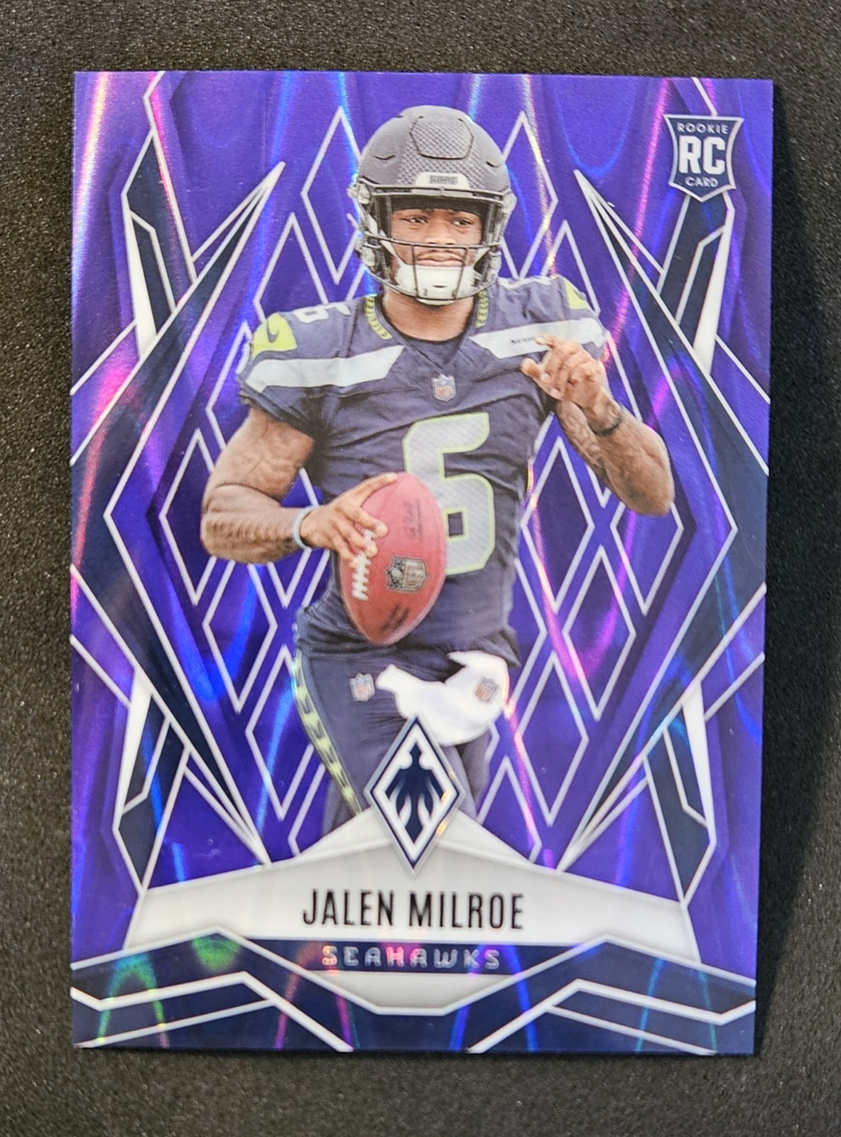 Jalen Milroe 2025 Panini Phoenix Purple Seismic /49 Rookie RC SP #151 Seahawks