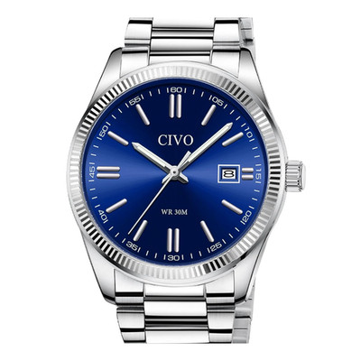 CIVO Herrenuhr 8349 Edelstahl Analog Blau 3ATM Leuchtend Sportlich Geschenk