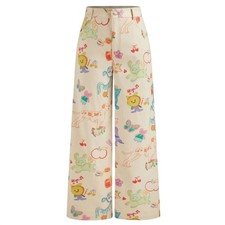 Cider Corduroy Mid Rise Animal Fruit Graphic Wide Leg Trousers Size Medium