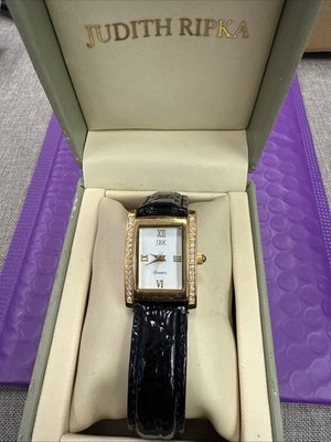 ❤️JBK Jacqueline Kennedy Tank Watch Women Gold Tone Pave 