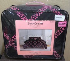 Juicy Couture Black/Hot Pink Leopard Print QUEEN 4pc Set Comforter,Shams,Pillow