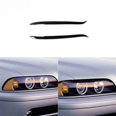 For BMW 5 Series E39 1995-2003  Glossy Piano Black Headlight Eyelid Eyebrow Trim
