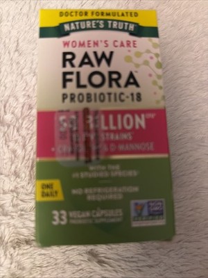 Nature s Truth Raw Flora Probiotic18+ Cranberry & D-Mannose 33 Caps Exp 02/2027