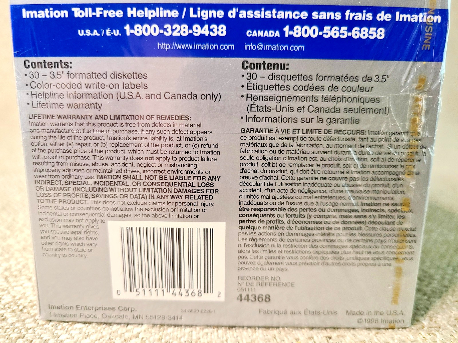 3M IBM Imation Formatted 1.44 MB DS,HD High Density 3.5" Pack of 30 Diskettes