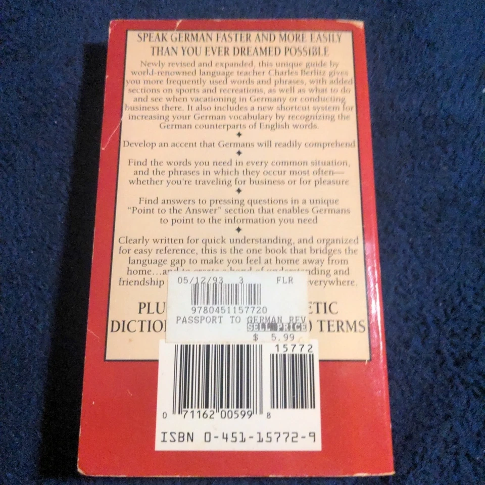 Passport To German VTG Paperback Book, Charles Berlitz Signet Books 1986 Revised - Image 2 of 4